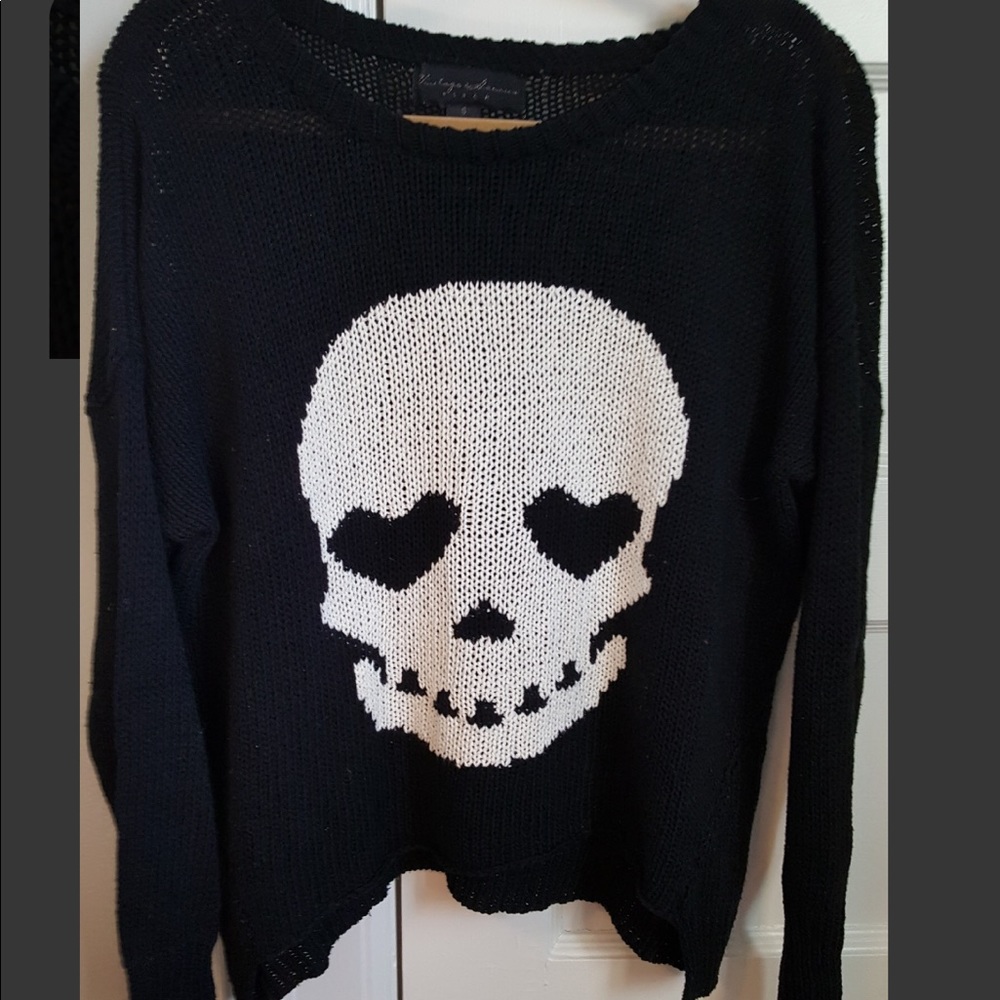 skull sweater!! Black&white knit, Vintage Havana!